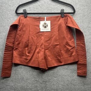 NWT Marie Oliver Women Sz 0 Belted High Waist Shorts Red Clay Designer Preppy